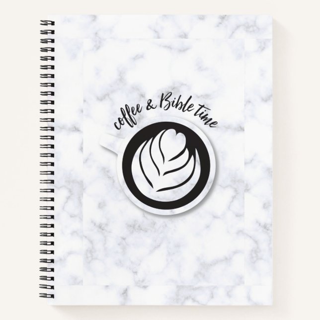 Coffee and Bible Time (Logo) Marble Notebook (Front)