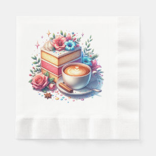 Coffee and Birthday Cake Personalised Napkin