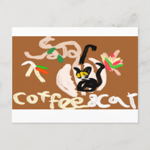Coffee and black cat postcard