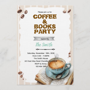Coffee and book party invitation