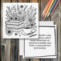 Coffee and Books | Adult Colouring Page