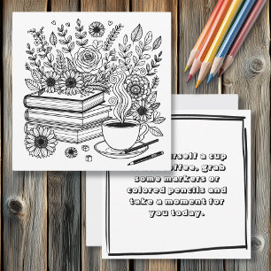 Coffee and Books   Adult Colouring Page