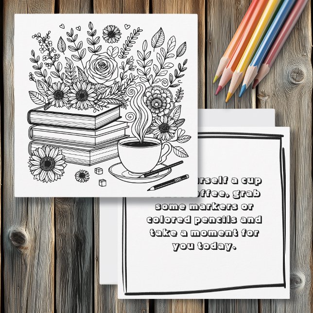 Coffee and Books | Adult Colouring Page (Creator Uploaded)