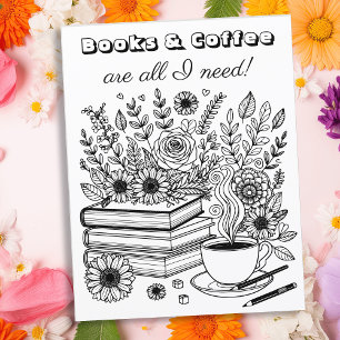Coffee and Books Adult Colouring Page
