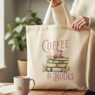 Coffee and Books Floral  Tote Bag