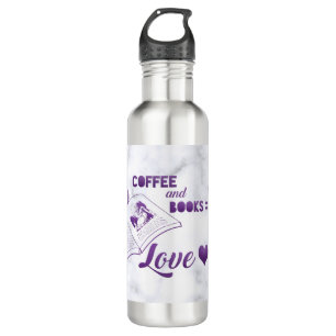 Coffee and Books Love   White Marble 710 Ml Water Bottle
