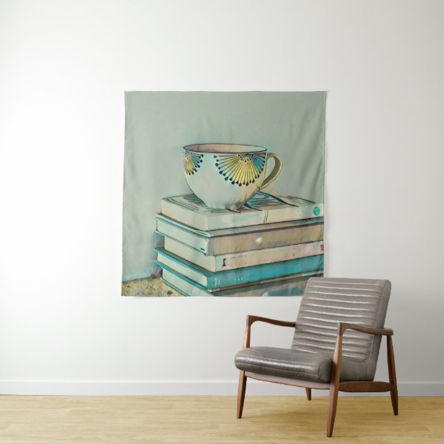 Coffee and books lovers gift tapestry (In Situ)