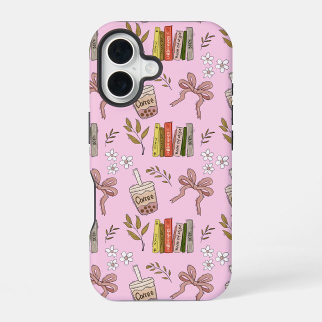 Coffee and Books Pattern iPhone Case | Cosy Reader (Back)