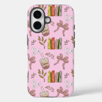 Coffee and Books Pattern iPhone Case | Cozy Reader