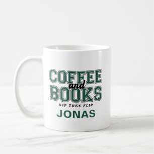 Coffee and Books Sip Then Flip Bookworm Green Mug