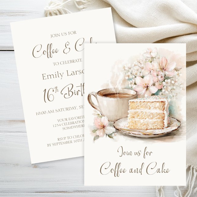 Coffee and Cake 16th Birthday Invitation (Creator Uploaded)