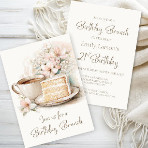Coffee and Cake 21st Birthday Brunch Invitation