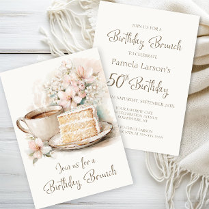 Coffee and Cake 50th Birthday Brunch Invitation