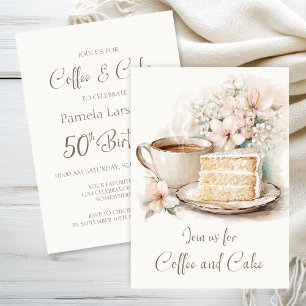 Coffee and Cake 50th Birthday Invitation