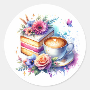 Coffee and Cake Best Friend's Birthday Classic Round Sticker