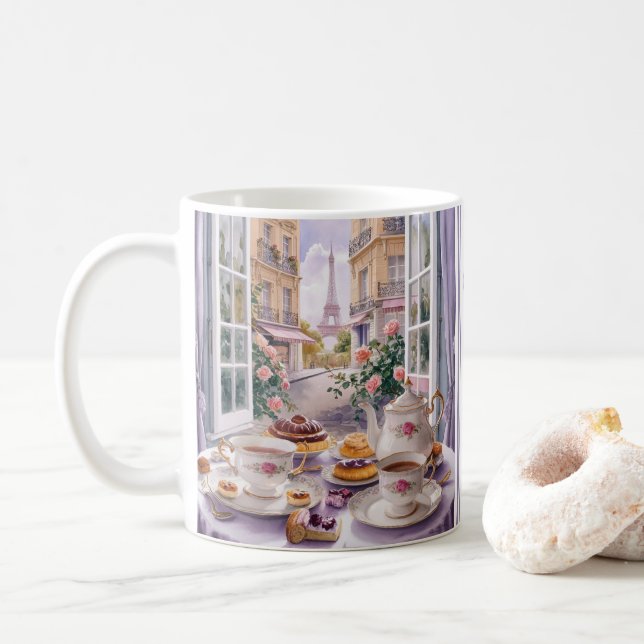 Coffee and Cake in Paris France - Dreamy Desserts Coffee Mug (With Donut)