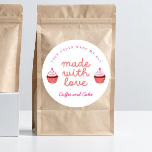 Coffee and Cake Made with love Cupcake sticker