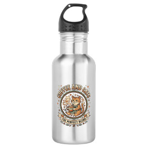 Coffee And Cats Cat Coffee Vintage Vector Art Shir 532 Ml Water Bottle
