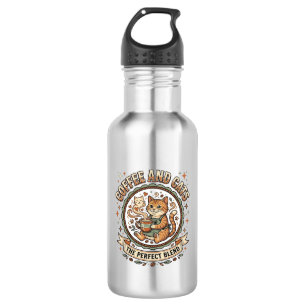 Coffee And Cats Cat Coffee Vintage Vector Art Shir 532 Ml Water Bottle