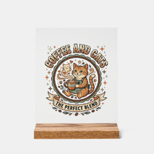 Coffee And Cats Cat Coffee Vintage Vector Art Shir Acrylic Sign