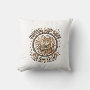 Coffee And Cats Cat Coffee Vintage Vector Art Shir Cushion
