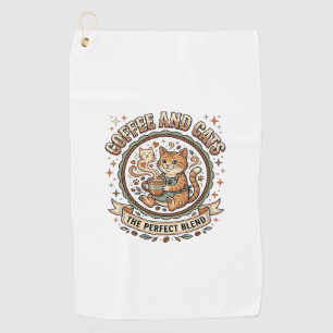 Coffee And Cats Cat Coffee Vintage Vector Art Shir Golf Towel