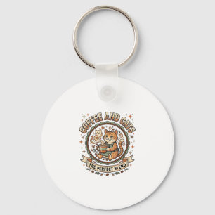 Coffee And Cats Cat Coffee Vintage Vector Art Shir Key Ring