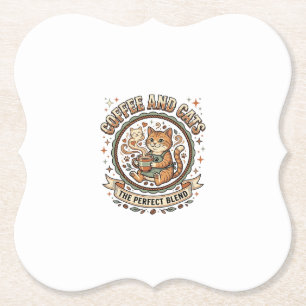 Coffee And Cats Cat Coffee Vintage Vector Art Shir Paper Coaster