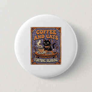 Coffee And Cats Cat Tea Leaves Coffee Fortune Read 6 Cm Round Badge