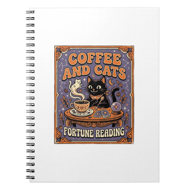 Coffee And Cats Cat Tea Leaves Coffee Fortune Read Notebook (Front)