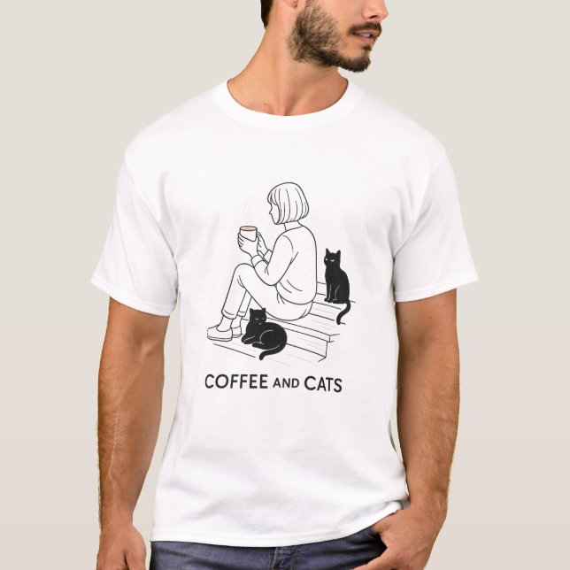 Coffee and Cats T-Shirt (Front)