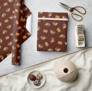   Coffee and Chocolate Biscuits Pattern Brown Food Wrapping Paper