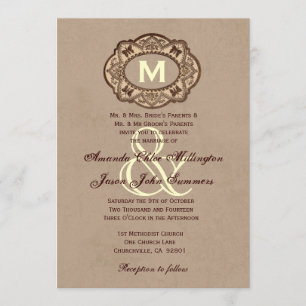 Coffee and Chocolate Vintage Monogram Wedding Invitation