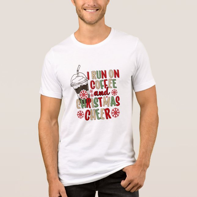Coffee and Christmas Cheer Retro Groovy Christmas  Tri-Blend Shirt (Front)