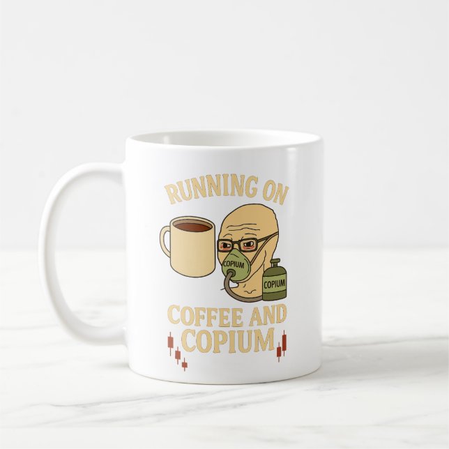 Coffee and Copium Crypto Mug (Left)