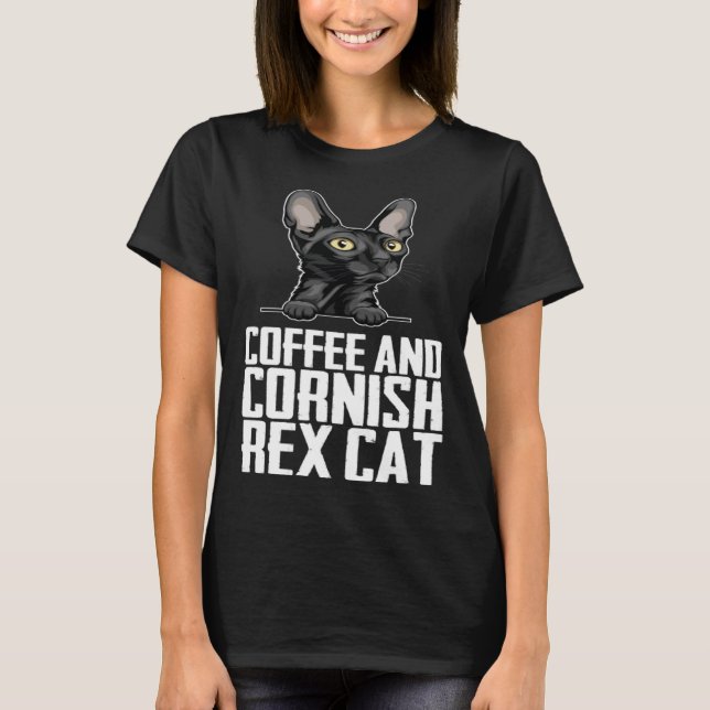 Coffee and cornish rex cat T-Shirt (Front)