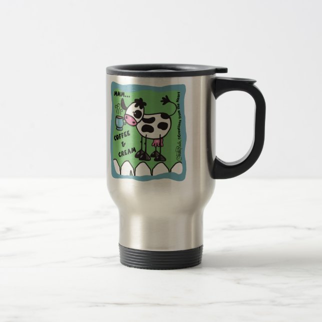 Coffee and Cream Cow Travel Mug (Right)