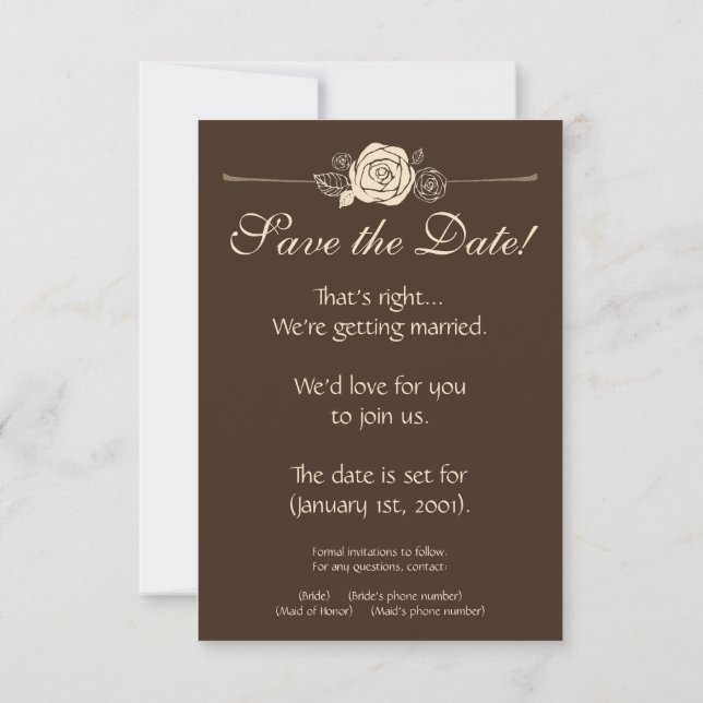 Coffee and Cream Roses Invitation (Back)