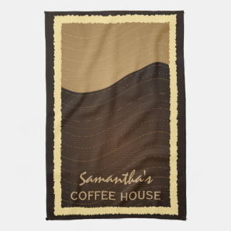 Coffee and Cream Waves Vertical Kitchen Tea Towel