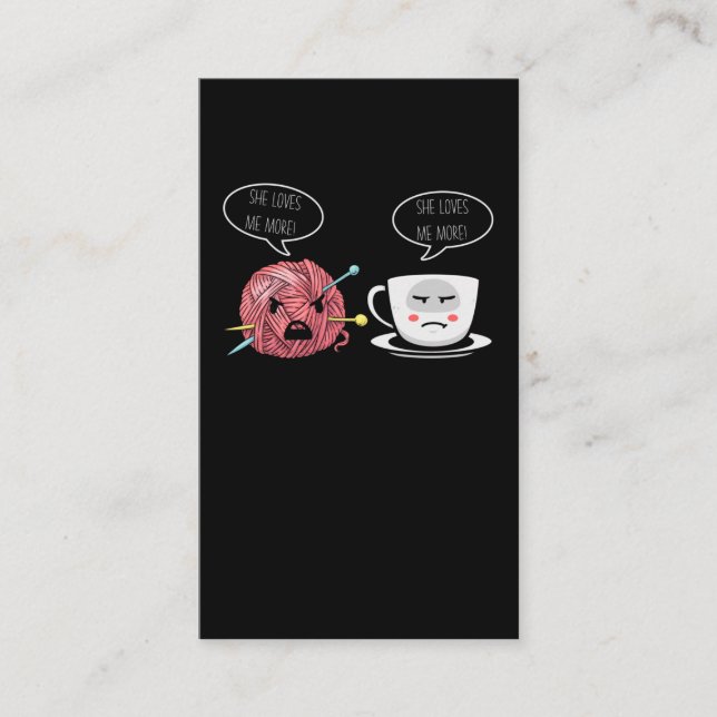 Coffee and Crochet Lady Crocheting Yarn Humour Business Card (Front)