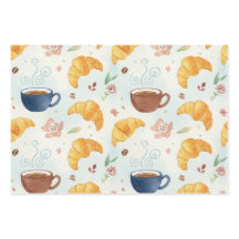 Coffee and Croissant Design Gift Wrap Flat Wrap