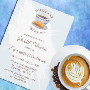 Coffee and Croissants Bridal Shower Invitation