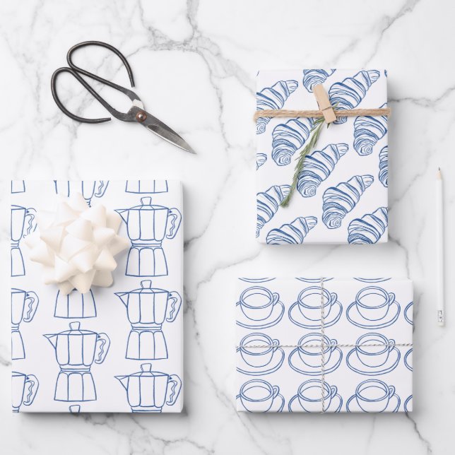 Coffee and croissants  wrapping paper sheet (Front)
