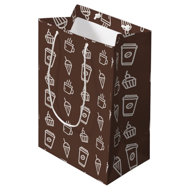 Coffee and Cupcake Pattern Medium Gift Bag (Front Angled)