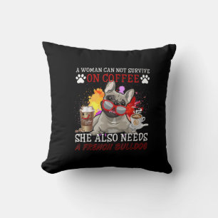 Coffee And Dog Coffee And French Bulldog Gifts Cushion