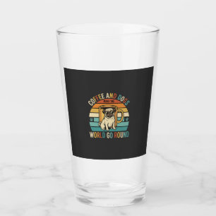 Coffee and Dogs Retro Pug Lover Glass