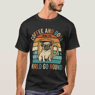 Coffee and Dogs Retro Pug Lover T-Shirt