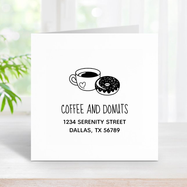 Coffee and Doughnut Business Address Rubber Stamp (Creator Uploaded)