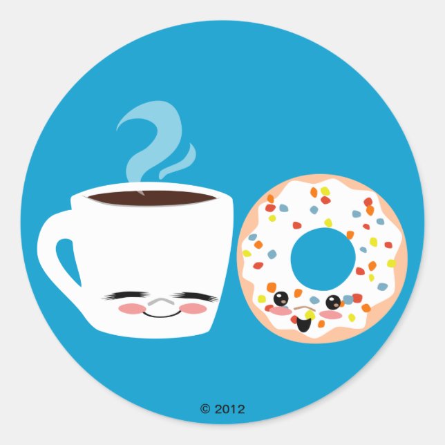 Coffee and Doughnut Pals Classic Round Sticker (Front)