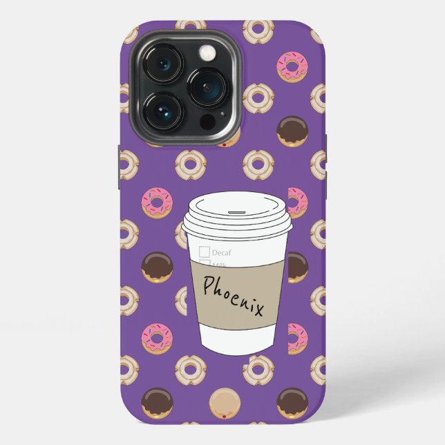 Coffee and Doughnuts Custom Name iPhone Case (Back)